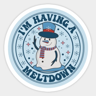 I'm Having A Meltdown Retro Funny Snowman Sticker